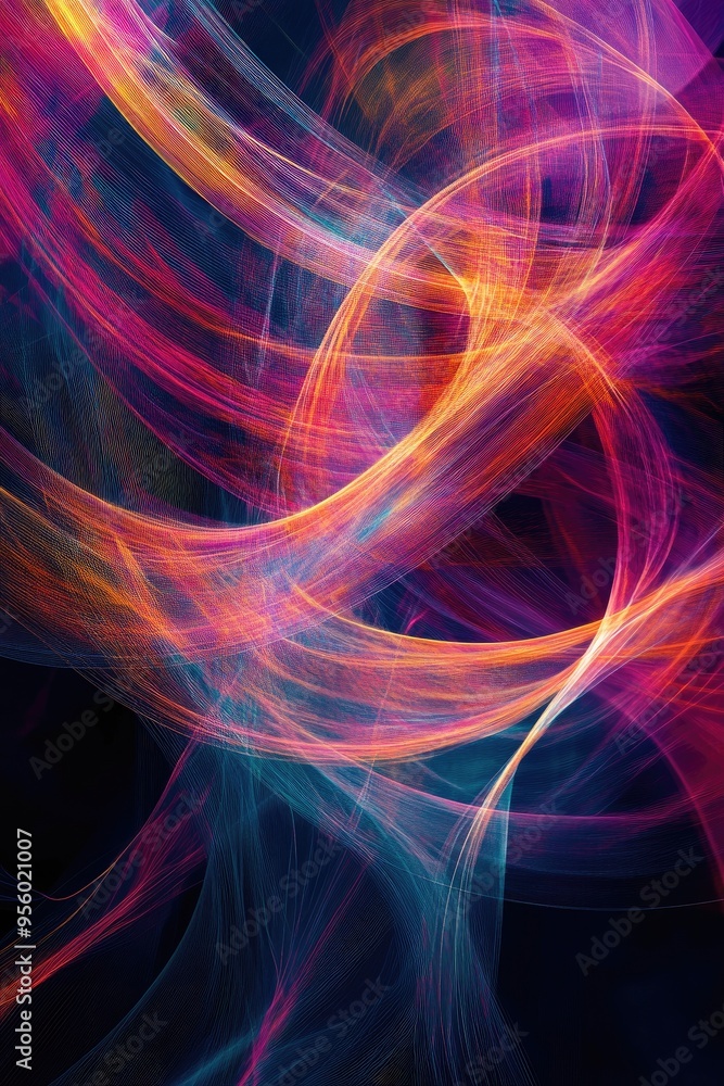 Poster abstract line art illustration featuring a dynamic motion background on a dark canvas showcasing vib