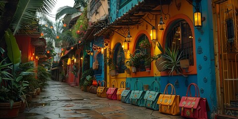 Obraz premium a street with colorful buildings. 