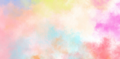 Fototapeta premium .Colorful pastel drawing paper texture . Amazing beautiful watercolor Cloud and sky with a pastel colored colorful smoke ,watercolor background for wallpaper, decoration, graphics design, web design