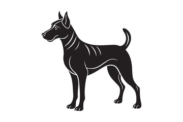 Dog silhouette vector art illustration isolated on white background.