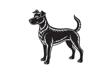 Fototapeta premium Dog silhouette vector art illustration isolated on white background.