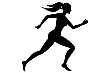 silhouettes of girl running pose vector illustration	
