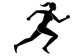 silhouettes of girl running pose vector illustration	
