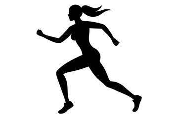 silhouettes of girl running pose vector illustration	
