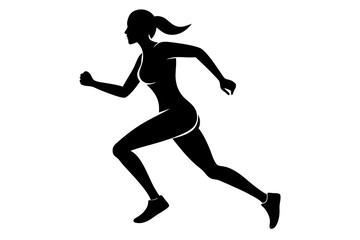 Running women silhouette, Runner silhouette	
