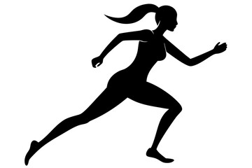 running women side view of vector runner silhouette	