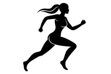running women side view of vector runner silhouette	