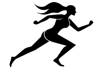 running women side view of vector runner silhouette	