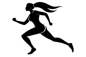 running women side view of vector runner silhouette	