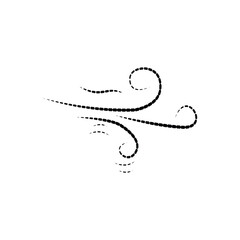 Doodle Blowing air/wind lines icon. Sketch drawn air blow motion, smoke flow art, abstract line.