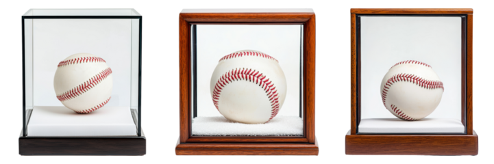 Baseball in Display Case Isolated on Transparent Background