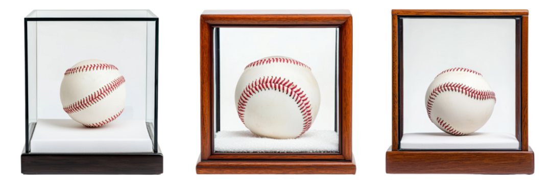Baseball in Display Case Isolated on Transparent Background