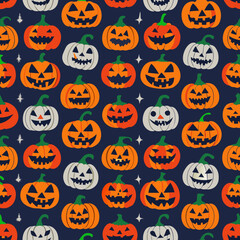 Halloween-Themed Pumpkin Pattern for Print-on-Demand T-Shirts and Seasonal Apparel