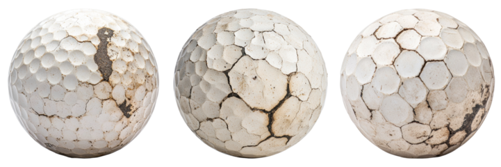 Worn Golf Ball Isolated on Transparent Background