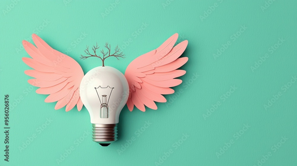 Aufkleber lightbulb with wings.