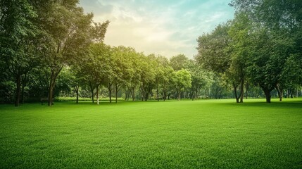 Fototapeta premium green grass field in public park