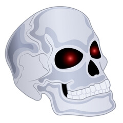 Skull with Red Glowing Eyes - Spooky Illustration 
