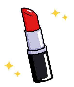 Red Lipstick in Pop Art style - Cartoon Cosmetics Vector Art 
