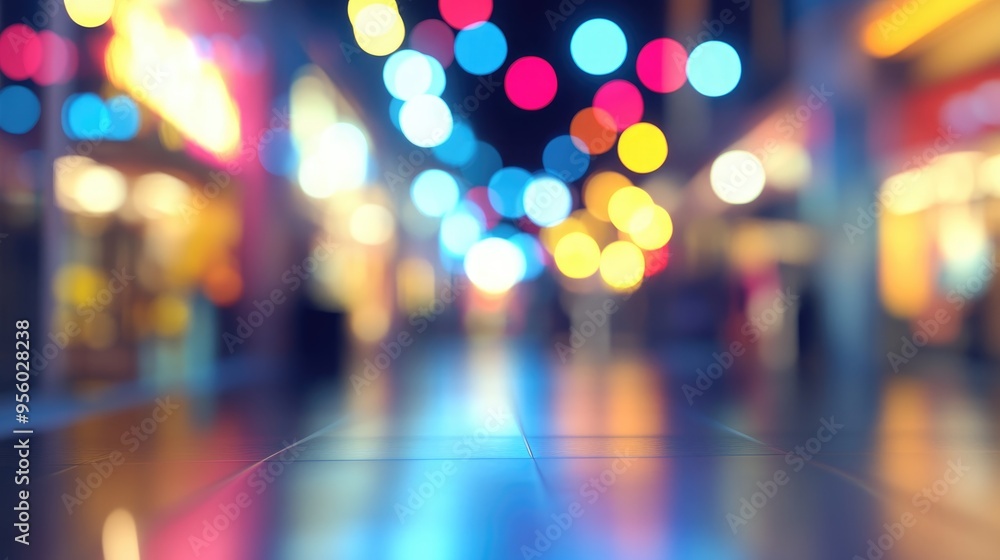 Poster 3d rendering of an abstract blur image of a shopping mall with bokeh effect for background use