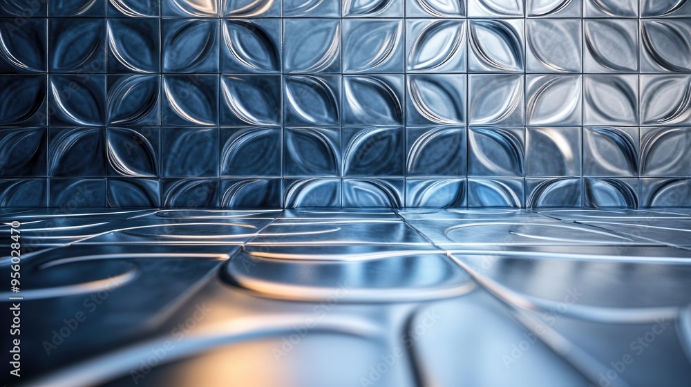 Poster 3d rendering of sci fi tile design