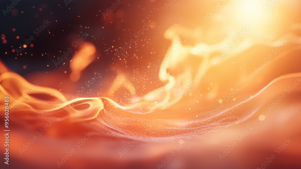 Poster a mesmerizing display of golden light and flowing textures, creating a warm and ethereal atmosphere 