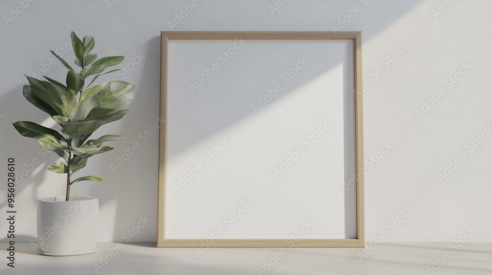Poster 3d rendering of a picture frame on a white background