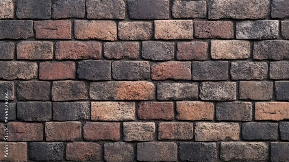 Poster 3d rendering of a weathered vintage brick wall featuring a rustic barn design plain backdrop showcas