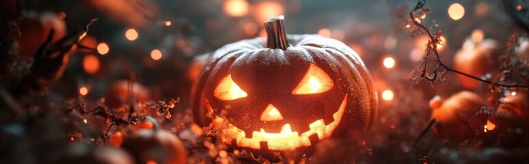 3D rendering of enchanting Halloween decorations and design elements for a festive celebration showcasing close up details