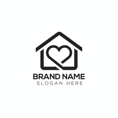 Love house Logo Template. Love Home Professional Real Estate Logo design