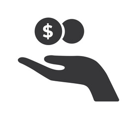 hand holding dollar coin icon