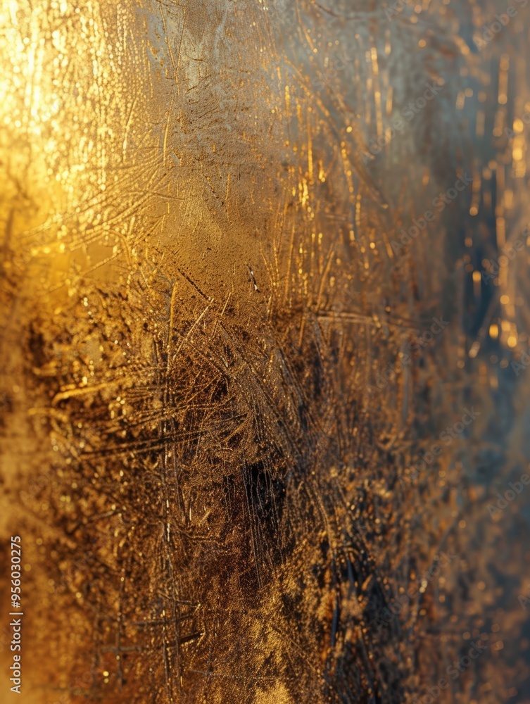 Wall mural golden frost on a window