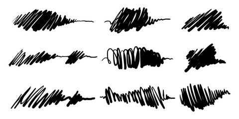 Set of hand drawn lines. Doodle design element with underline, scribble, swashes, swoops. swirl. vector illustration