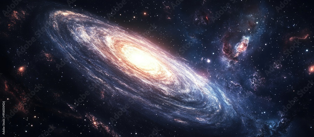 Aufkleber awesome galaxy depicted in a 3d cartoon rendering set in outer space cosmic wallpaper