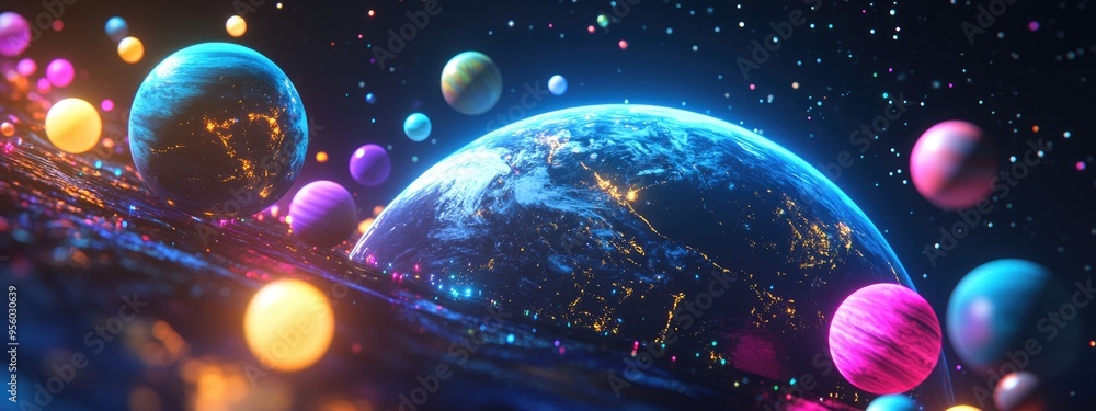 Aufkleber high resolution 3d images showcase planets of the solar system featuring a 3d cartoon rendering of e