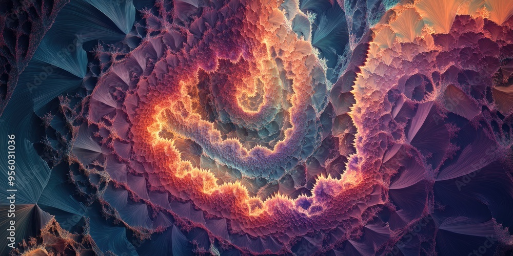 Poster Abstract fractal fantasy design background created in 3D cartoon rendering