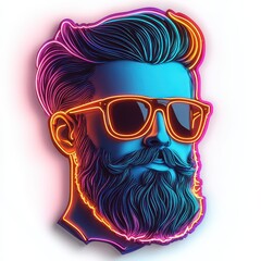 Stylized portrait of a man with a vibrant beard and sunglasses, showcasing a modern neon aesthetic.