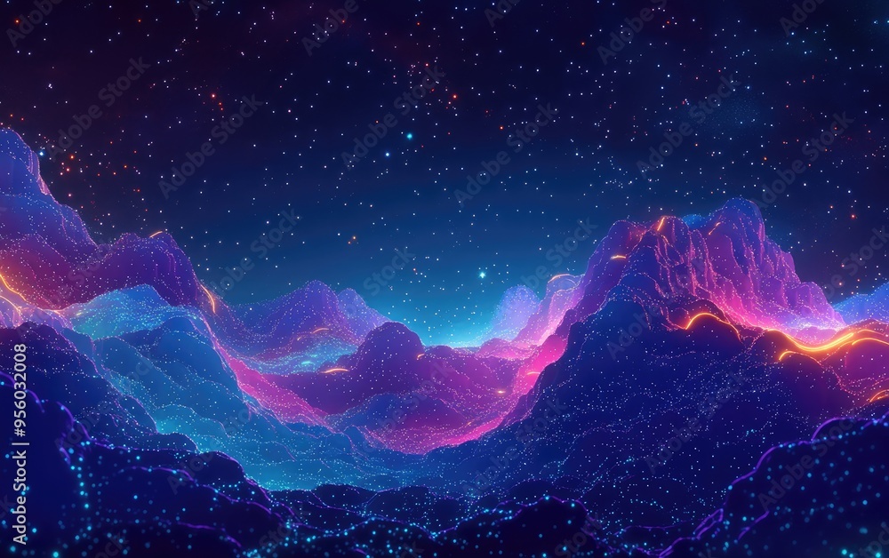 Aufkleber Deep outer space background featuring stars and nebula in 3D cartoon style