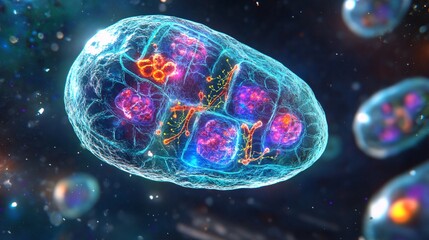 Abstract Cell Nucleus with Chromosomes