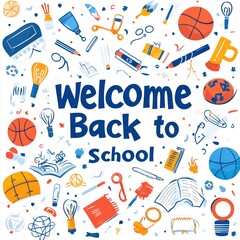 Illustration of Welcome Back to School With  School Supplies