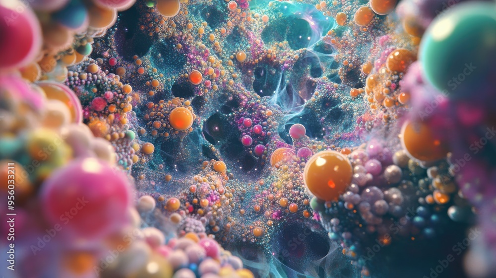 Aufkleber Abstract fractal background illustrations featuring chaotic textures in a 3D cartoon rendering style