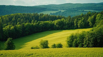 Naklejka premium Lush green natural landscape during the summer season