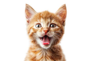 Fototapeta premium Playful ginger cat with a joyful expression, showcasing its vibrant personality and cute features.