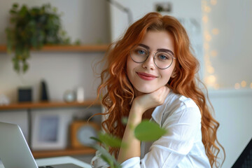 Smiling Woman in Glasses.