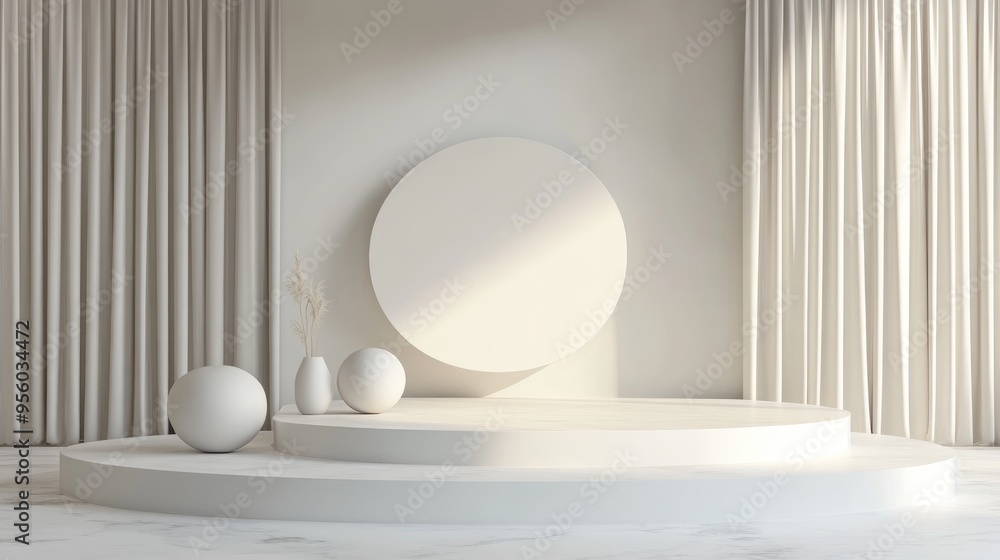 Poster Minimalist display featuring ample negative space for contemporary product presentation 3D rendering