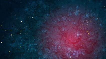 Abstract grunge snowy Christmas background with golden particles