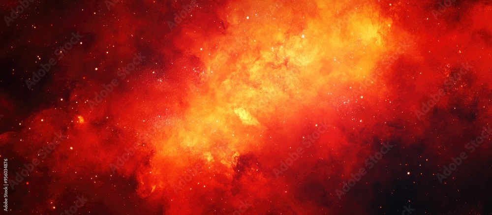 Aufkleber bright red space nebula with a 3d cartoon rendering featuring dark red and orange gradient grungy sm