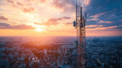 Telecommunication Tower at Sunset