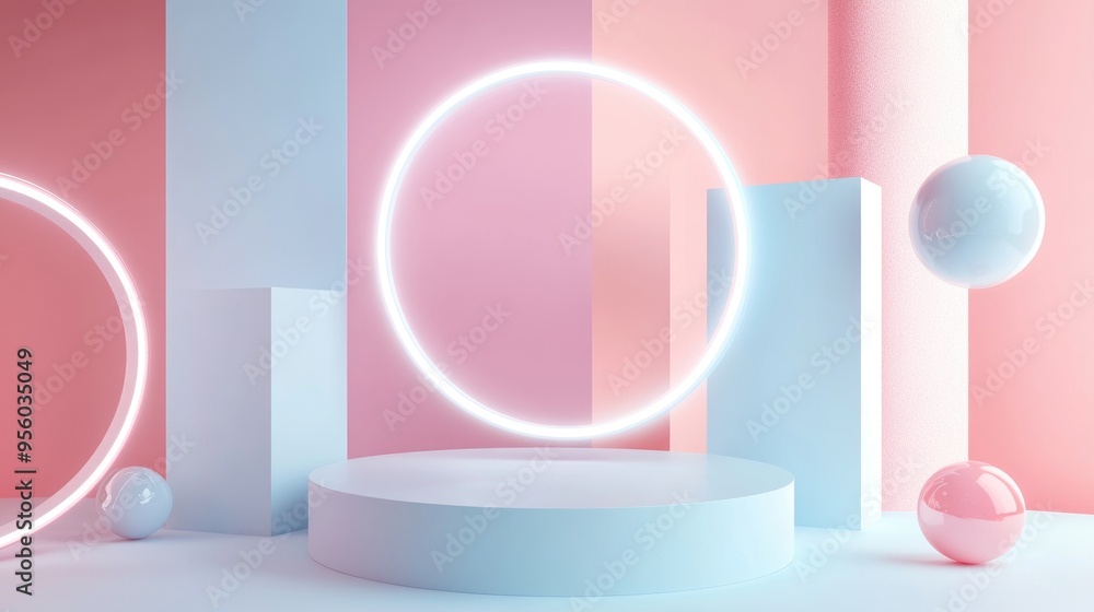 Aufkleber abstract geometric shape in a minimalistic style featuring pastel colors ideal for product presentat
