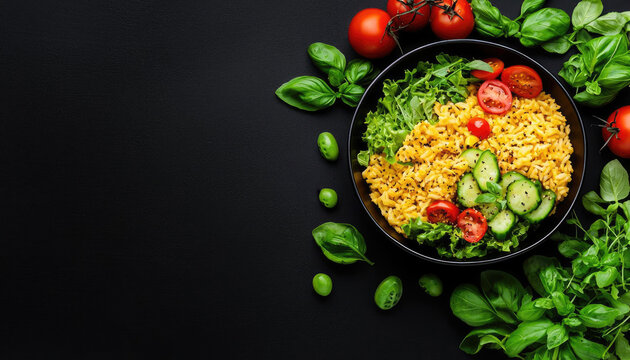 Culinary arts with gourmet dishes and recipes, delicious and artistic tones, space for text