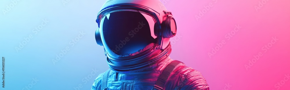 Poster astronaut in mixed media on a white background rendered in 3d cartoon style